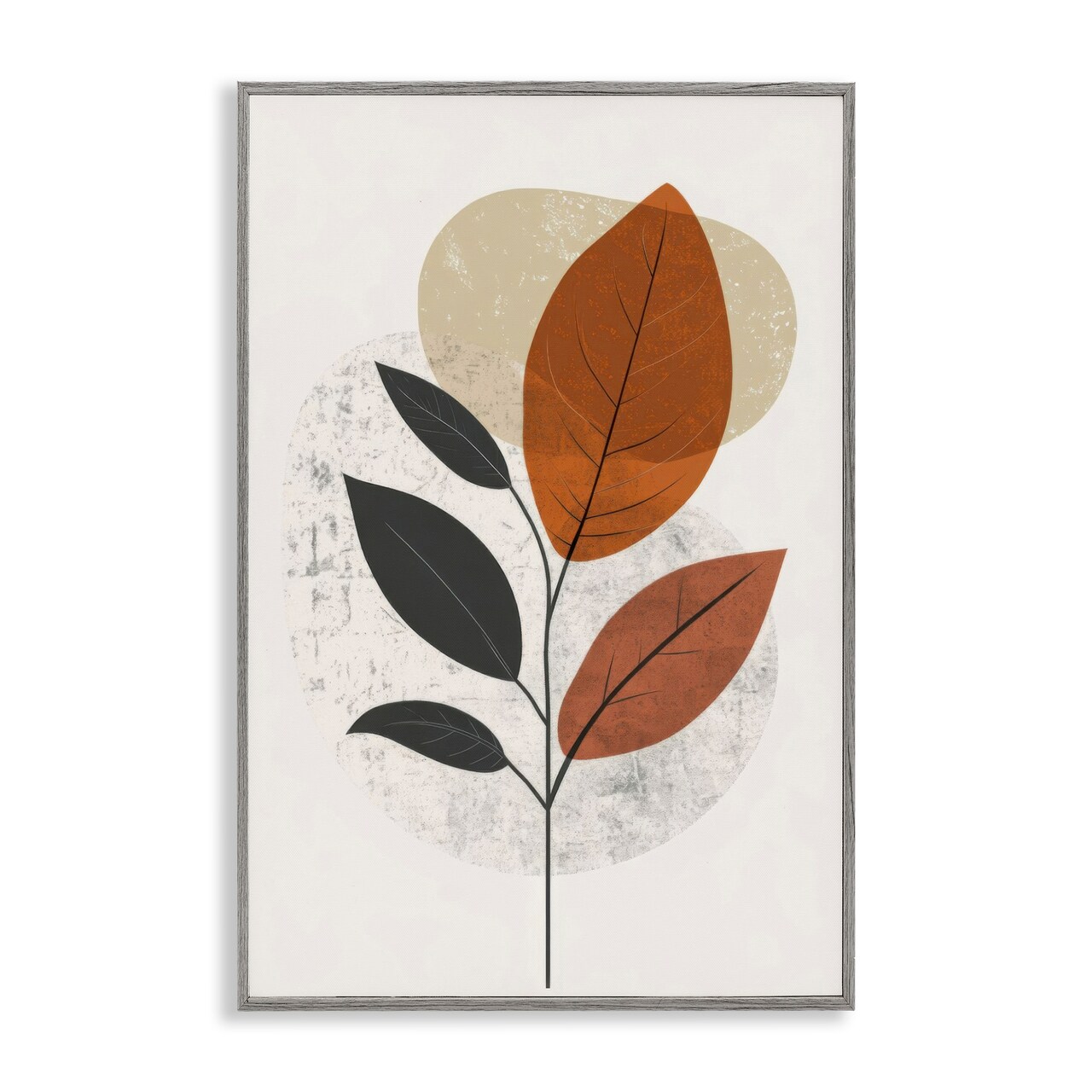 Stupell Industries Autumnal Neutral Leaves Framed Giclee Wall Art Design by LSR Design Studio